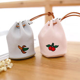 Women Pu Leather Fruit Pattern Coin Bag String Change